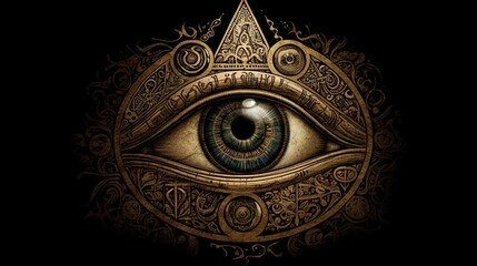 mystical and esoteric eye symbol, digital art illustration, Generative AI