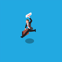 Happy businessman on Friday - weekend isometric 3d vector illustration concept for banner, website, illustration, landing page, flyer, etc.