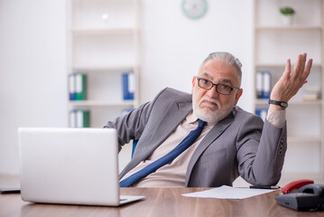 Old male employee working in the office