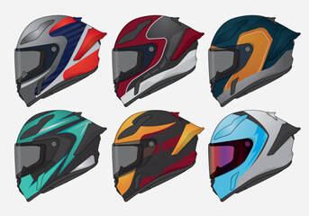Naklejka premium Sports racing helmet template vector design