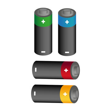 Large batteries. Isolated object. Vector illustration. 