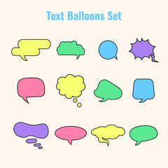 comic speech bubbles, vector set illustration, light colors