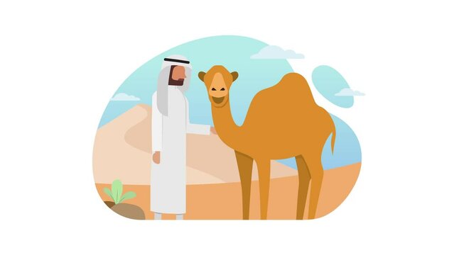 Muslim holiday the sacrifice an animal to God, Eid al Adha greeting animation concept. 4k video animated