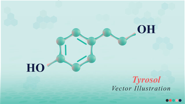 Tyrosol molecule structure vector illustration