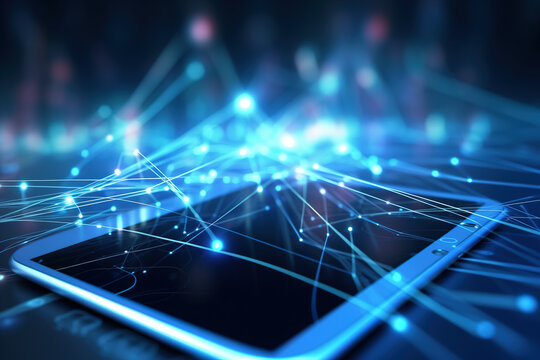 Smart mobile phone to social networks connect to the global network network touch screen device, digital links to data information, online Internet of Things,