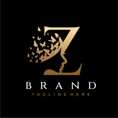 Letter Z Beauty Butterfly Crown Logo Design