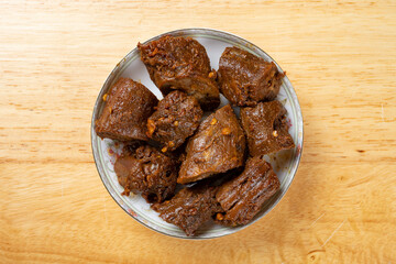 top view spicy duck necks