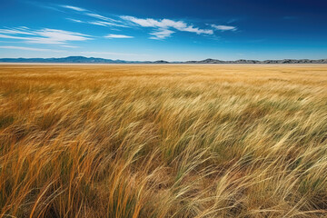 Blue sky and yellow autumn fields