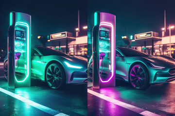 Close-up photo of an electric vehicle charging station