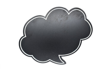 empty black speech bubble in the form of a cloud isolated on white background