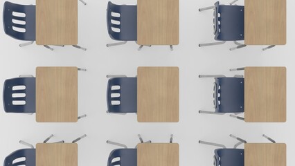 desk and school chair close up in a top-down view. © VMP