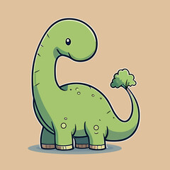 Cute Cartoon Dinosaurs. Vector Illustration of a Dinosaur.