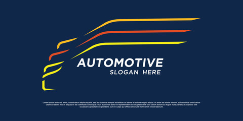 Automotive logo with abstract car shape design premium vector