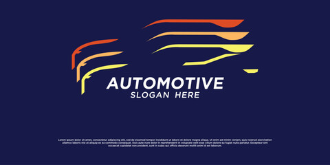 Automotive logo with abstract car shape design premium vector
