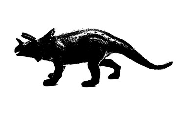 black dinosaur silhouette isolated on white background, model of dinosaurs toys