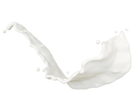 abstract beauty realistic milk splashing isolated on white background. 3D Rendering. PNG files.	