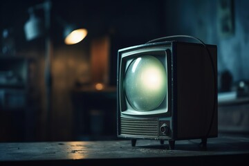 Old TV, 80s and 90s, retro, bokeh background, digital illustration. Generative AI