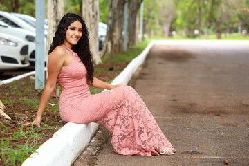 latin, brazilian girl beautiful young shy curly hair, outdoors, model, commercial, beauty, fashion, brand