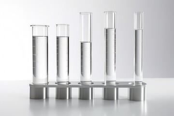 Test tubes on white background, research and science concept. Generative AI