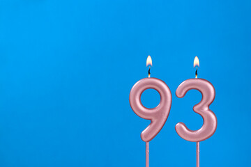 Candle number 93 - Birthday in blues foamy background