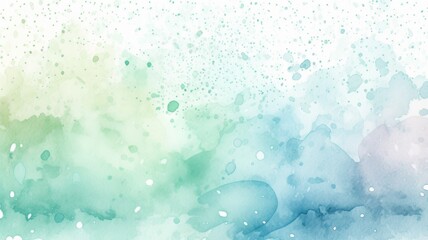 淡い青とグリーンの抽象的な水彩背景：AI作品

