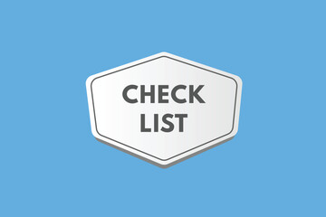 Check List text Button. Check List Sign Icon Label Sticker Web Buttons
