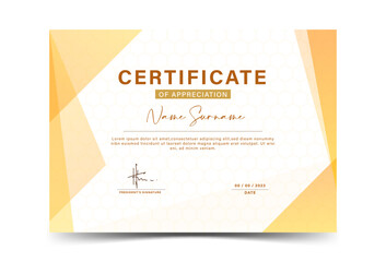 Award certificate template. orange color gradation, memphis, abstract 