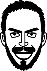 black and white of face man cartoon