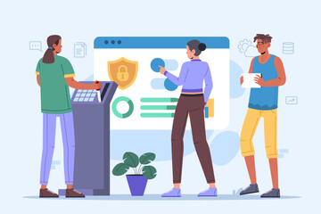 Project Management & Task Management Illustration Set business manager plan office team chart professional people teamwork screen scheduling deadline