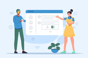 Project Management & Task Management Illustration Set business manager plan office team chart professional people teamwork screen scheduling deadline