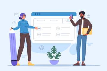 Project Management & Task Management Illustration Set business manager plan office team chart professional people teamwork screen scheduling deadline