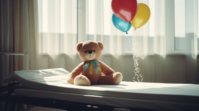 Empty Bed: A Heartbreaking Scene of a Child's Hospital Room, generative ai