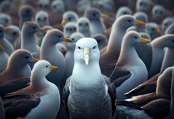 Albatross Standing Out In A Group Backdrop Generative AI