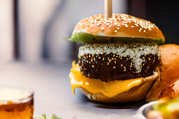 The hamburger for Food concept, Ai Generative image.