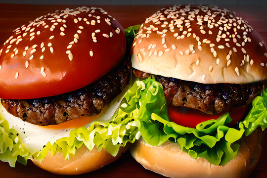 The hamburger for Food concept, Ai Generative image.