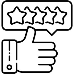customer experience icon. five stars positive review symbol. line icon vector stock