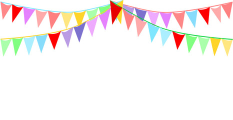 Bunting Hanging Rainbow color Flags Triangles Banner Background. LGBT garland. Pennants chain. Party bunting decoration. 
 - obrazy, fototapety, plakaty