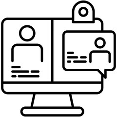 Online Meeting Icon. Video Communication Symbol. Line Icon Vector Stock