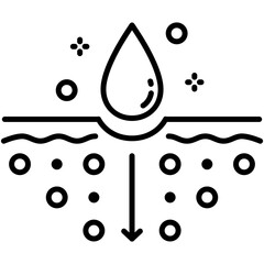 Absorption Icon. Drop Water Emulsion Symbol. Line Icon Vector Stock