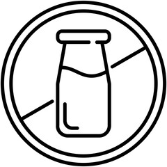 lactose free icon. cow milk bottle ban symbol. line icon vector stock