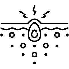 Acne Icon. Layer Pore Inflammation Symbol. Line Icon Vector Stock