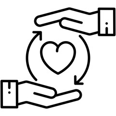 Charity Icon. Care Donation Support Symbol. Line Icon Vector Stock