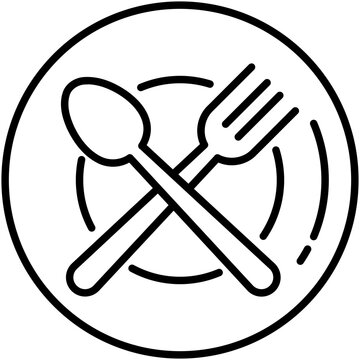 restaurant icon. cafeteria food plate symbol. line icon vector stock