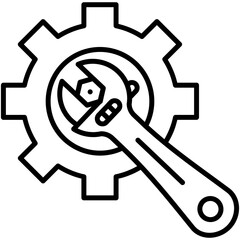 Wrench Icon. Carpenter Tool Building Symbol. Line Icon Vector Stock 