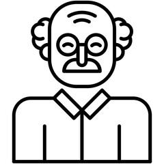 Grandfather Icon. Old People Man Symbol. Line Icon Vector Stock