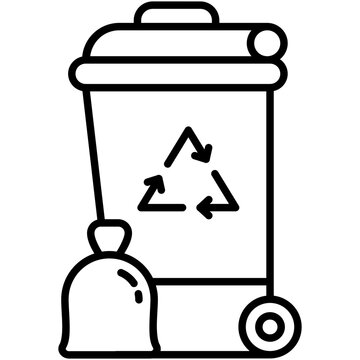Trash bin Icon. Recycle Garbage Basket Symbol. Line Icon Vector Stock