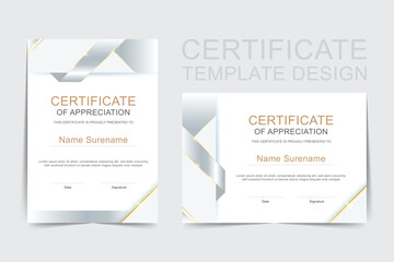 Elegant certificate template in gold and silver