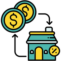 Estate Icon. Mortgage Symbol. Line Filled Icon Vector Stock