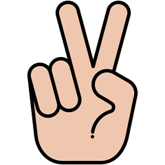 Peace Finger Icon. Human Hand Symbol. Line Filled Icon Vector Stock