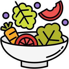 Salad Bowl Icon. Fresh Diet Nutrition Symbol. Line Filled Icon Vector Stock